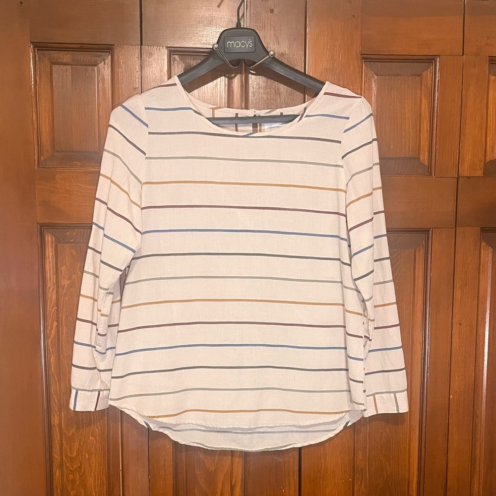 Christopher & Banks Beige Striped Cotton-Blend Tunic Size Medium